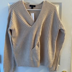 Tan/ apricot twist front sweater